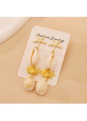 Golden Color Shell Alloy Detail Earrings