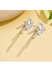 White Color Leaf Alloy Detail Earrings