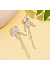 White Color Leaf Alloy Detail Earrings