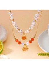 Double-layered Gold Color and Pearl Necklace