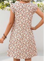 Ditsy Floral Print Pleated White Short A Line Dress