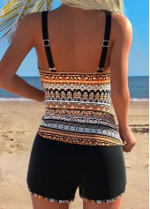 Mid Waisted Tribal Print Multi Color Tankini Set
