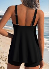 American Flag Print Lace Up Black Tankini Top-No Bottom