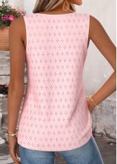 Curved Hem Pink Sleeveless V Neck Tank Top