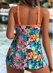 Floral Print Layered Multi Color One Piece Swimdress