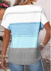 Geometric Print Tummy Coverage Blue T Shirt