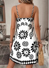 Floral Print Tummy Coverage White Short Strappy Dress