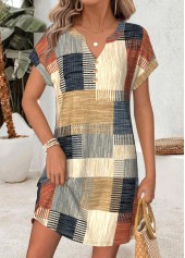 Geometric Print Tummy Coverage Multi Color Short Dress