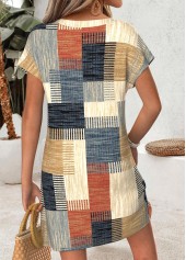 Geometric Print Tummy Coverage Multi Color Short Dress