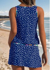 Mid Waisted Polka Dot Two-piece Blue Tankini Set