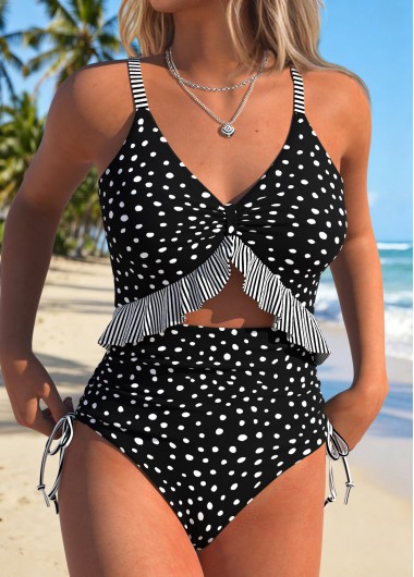 Polka Dot Fake 2in1 Black One Piece Swimwear Polka Dot Fake 2in1 Black One Piece Swimwear