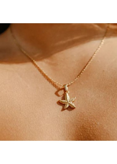 Golden Starfish Design Animal Alloy Necklace