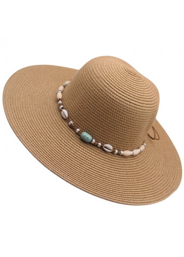 Dark Camel Shell Straw Visor Hat