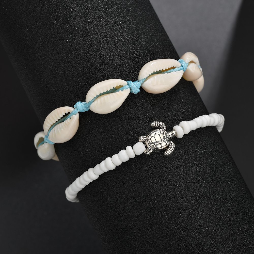 Mint Green Turtle Alloy Detail Anklets
