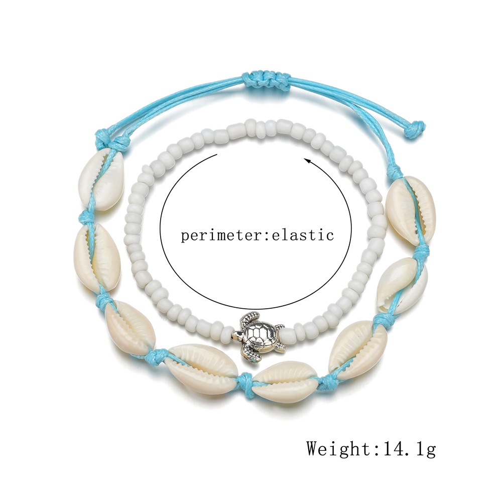 Mint Green Turtle Alloy Detail Anklets