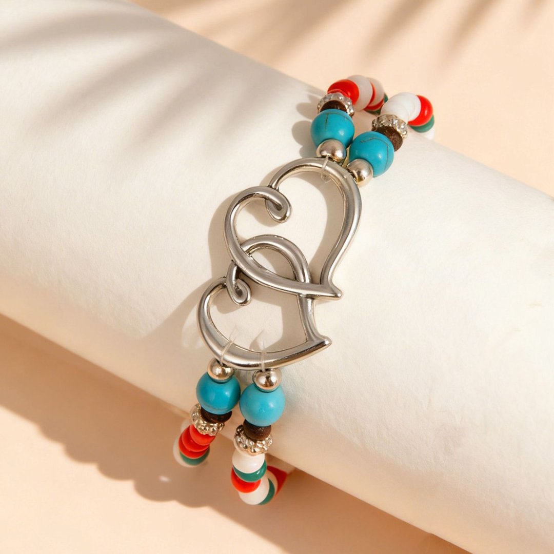 Mint Green Heart Design Alloy Bracelet