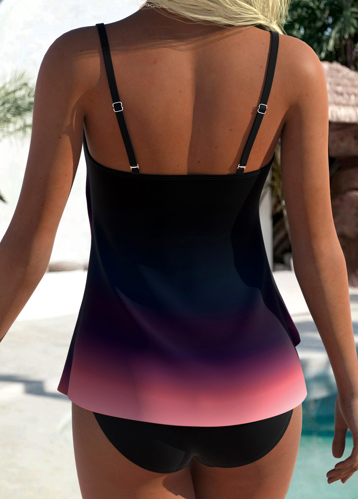 Ombre Layered Multi Color Tankini Top-No Bottom