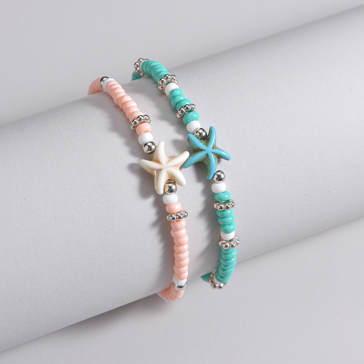 Mint Green Color Polyresin Detail Anklets