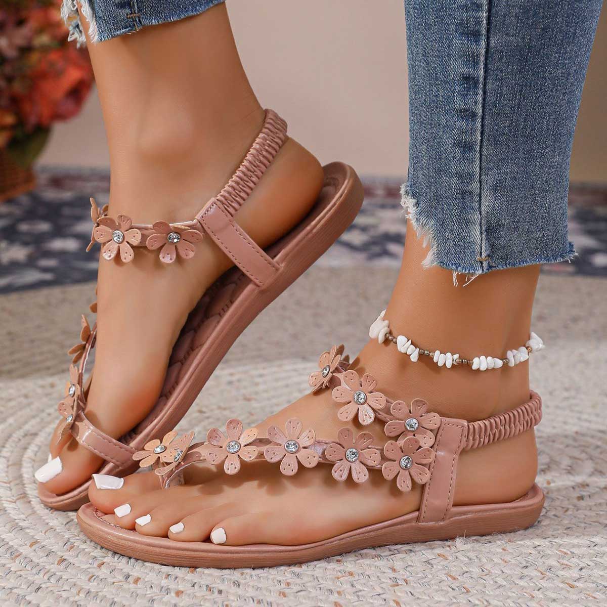 Light Pink Rubber Open Toe Falt