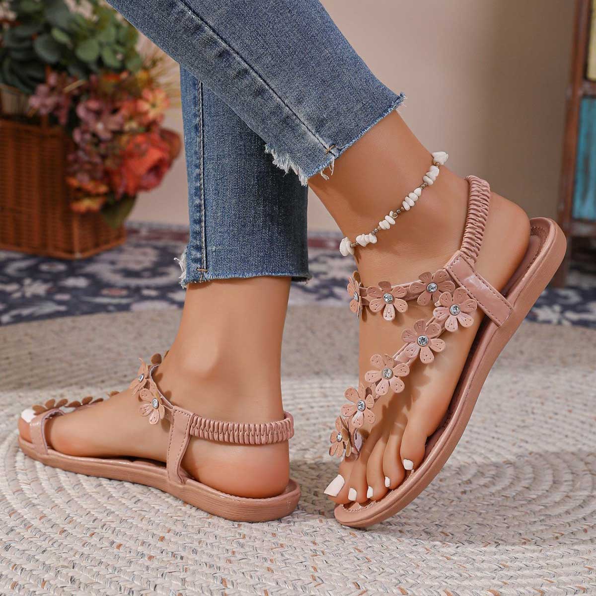 Light Pink Rubber Open Toe Falt