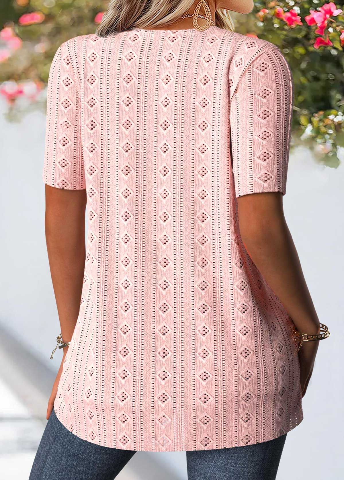 Floral Print Pink Fake Two Piece Twinset