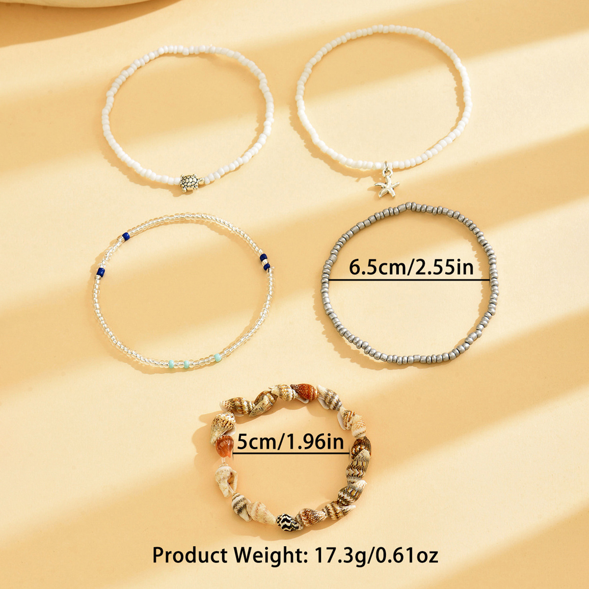 Golden Round Alloy Starfish Beaded Anklets