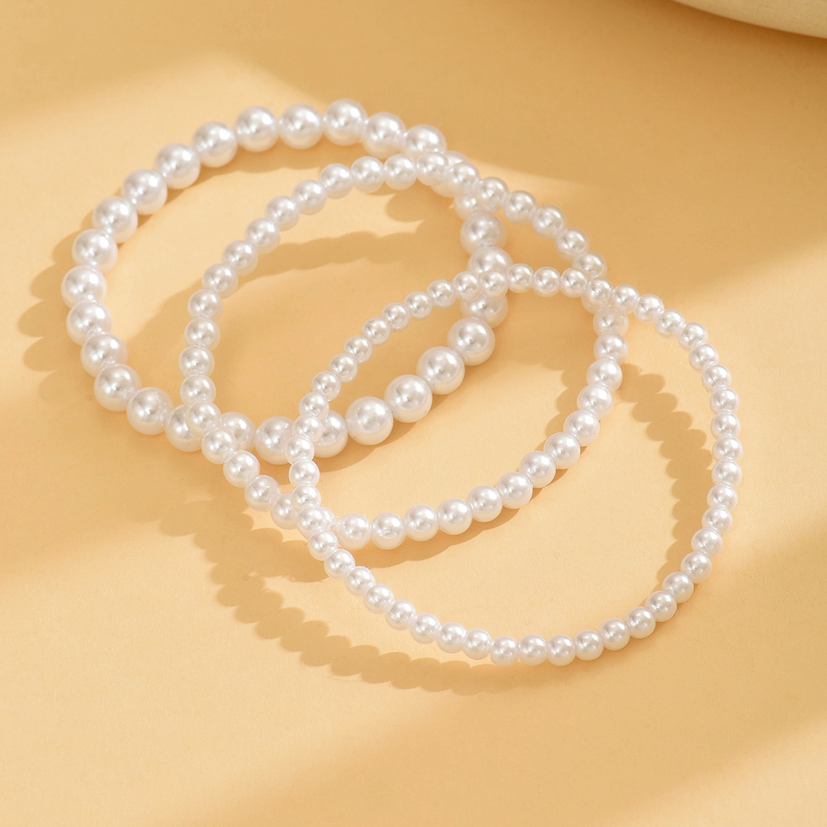 White Color Round Pearl Detail Anklets