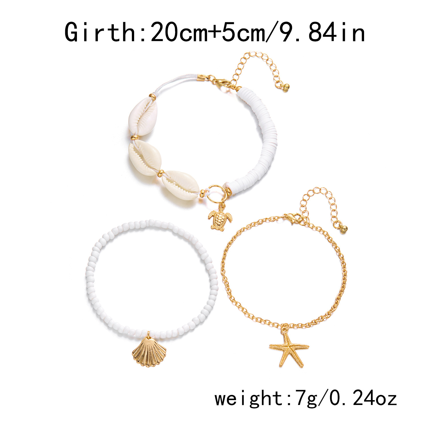 Golden Shell Starfish Alloy Anklet Set