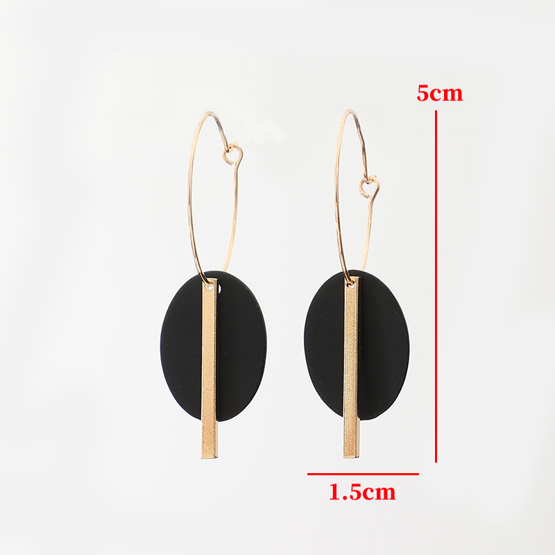 Black Color Round Alloy Detail Earrings