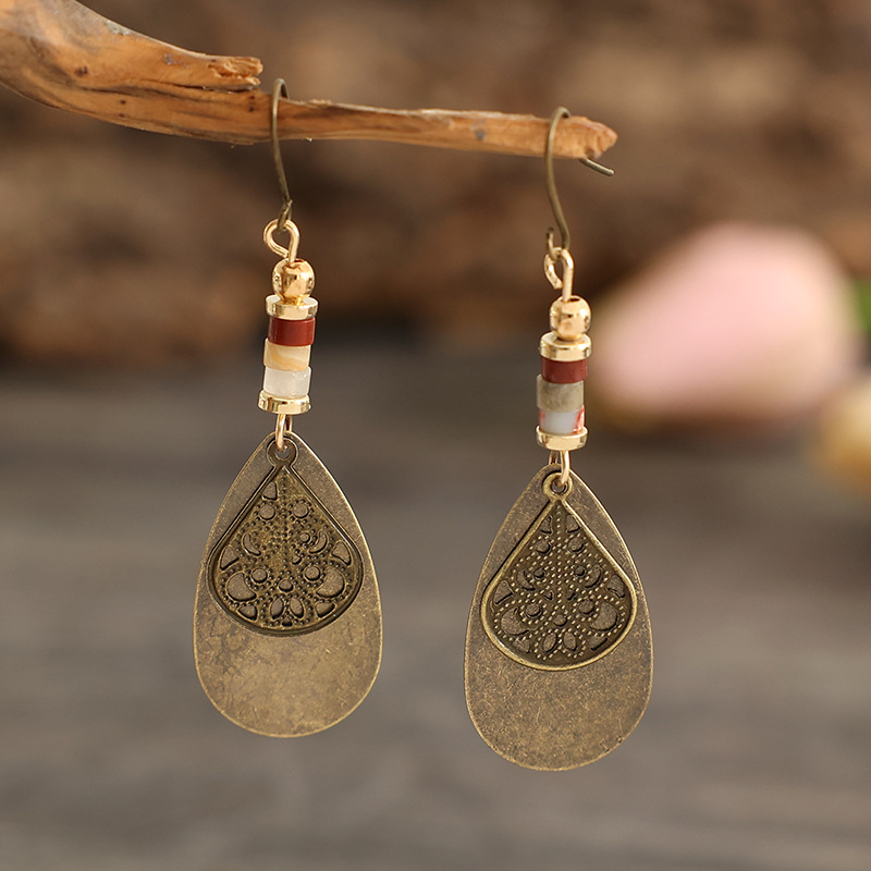 Silver Color Round Alloy Detail Earrings