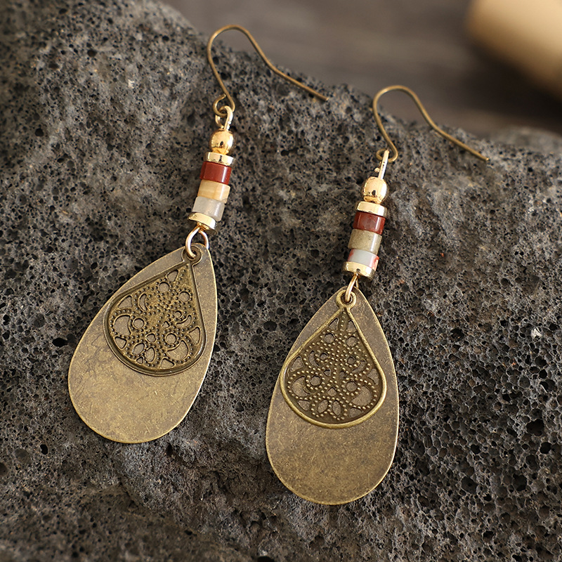 Silver Color Round Alloy Detail Earrings