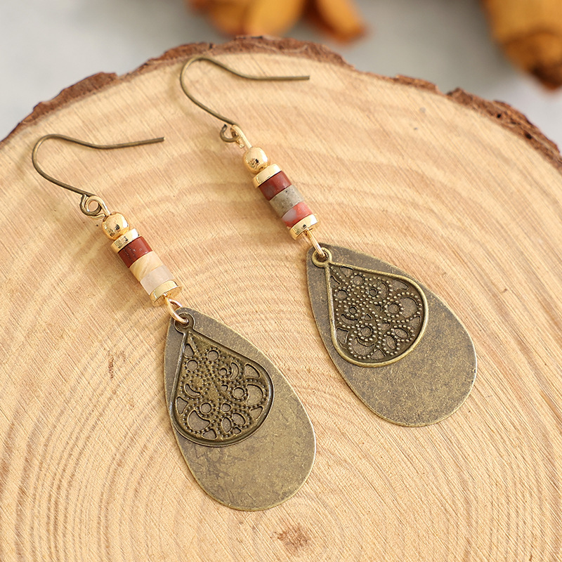 Silver Color Round Alloy Detail Earrings