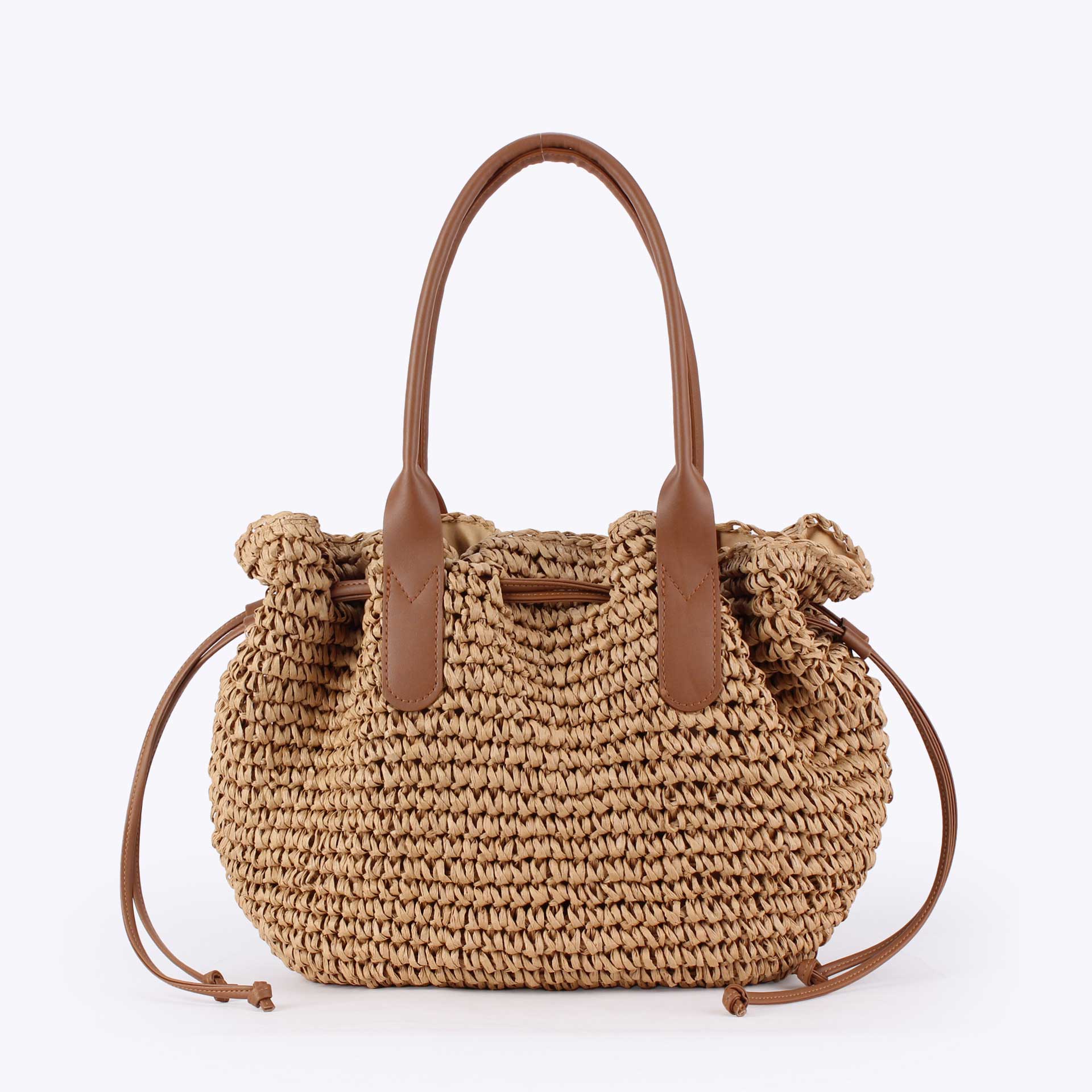 Dark Camel Color Drawstring Hand Bag