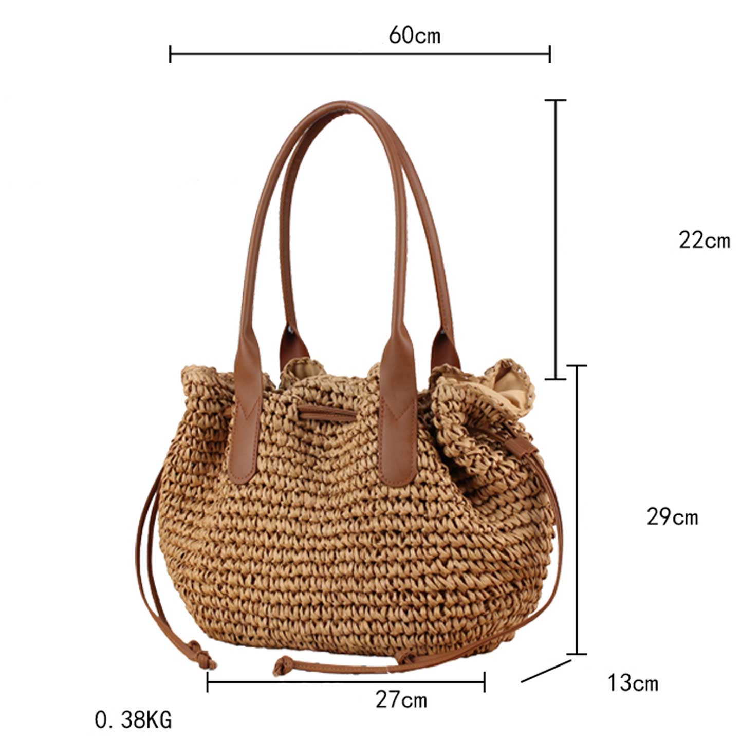 Dark Camel Color Drawstring Hand Bag