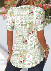 Floral Print Sage Green Fake Two Piece Twinset