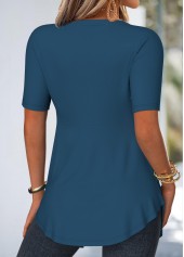 Floral Print Lace Peacock Blue Fake Two Piece Twinset