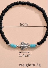 Black Turtle Design Polyresin Beaded Anklet