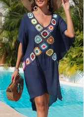 Weave/braid V Neck Navy Cover Up