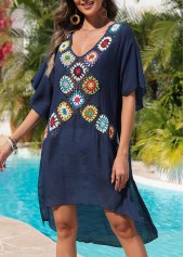 Weave/braid V Neck Navy Cover Up