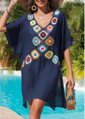 Weave/braid V Neck Navy Cover Up