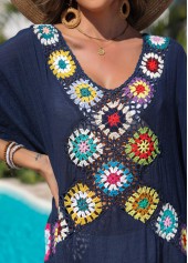 Weave/braid V Neck Navy Cover Up