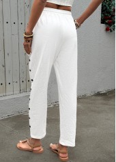 Soft White Straight Leg Elastic Waist High Waisted Pants