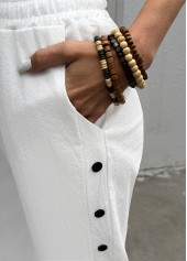 Soft White Straight Leg Elastic Waist High Waisted Pants