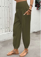 Soft Olive Green Jogger Elastic Waist High Waisted Pants