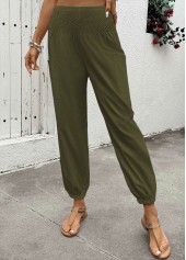 Soft Olive Green Jogger Elastic Waist High Waisted Pants