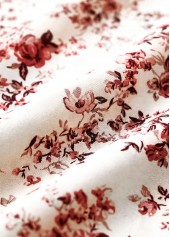 Floral Print White A Line Elastic Waist Maxi Skirt