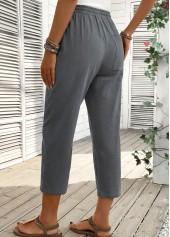 Grey Straight Leg Elastic Waist High Waisted Pants