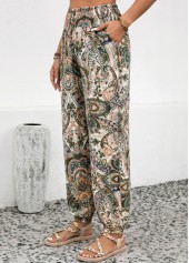 Tribal Print Soft Dusty Pink Jogger Elastic Waist Pants