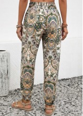 Tribal Print Soft Dusty Pink Jogger Elastic Waist Pants