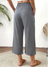 Grey Straight Leg Elastic Waist High Waisted Pants